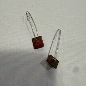 Elegant Silver and Brown Earrings